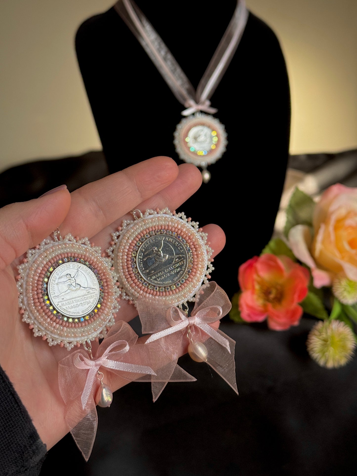 Maria Tallchief Coin Beaded Earrings