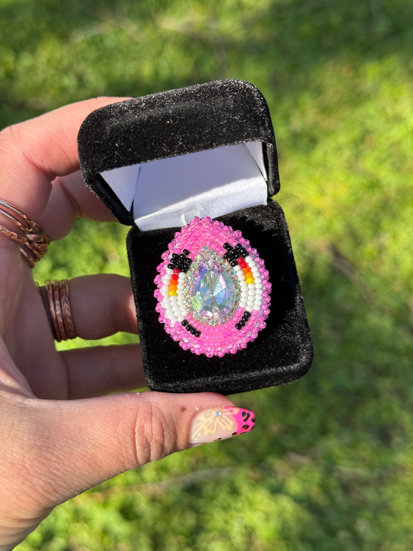 Hot Pink Feather Ring