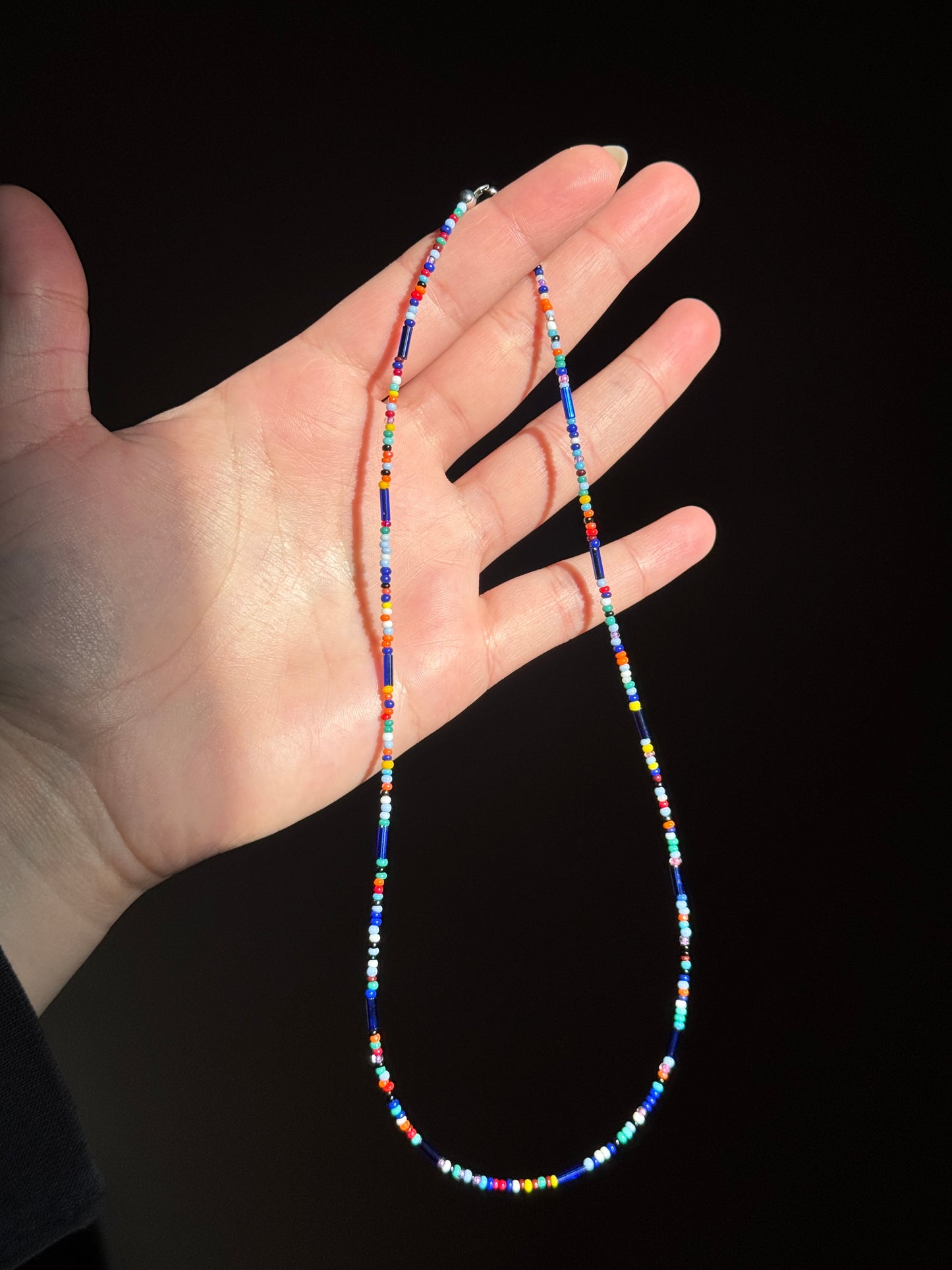 Blue Bead Soup Beaded Single Strand Necklace