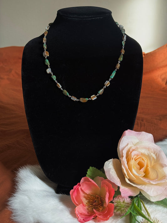 Turquoise and Mother of Pearl Chain Necklace