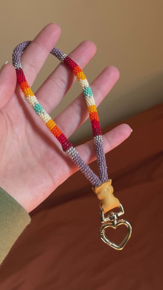 Dusty Purple Beaded Wristlet with Heart Clasp