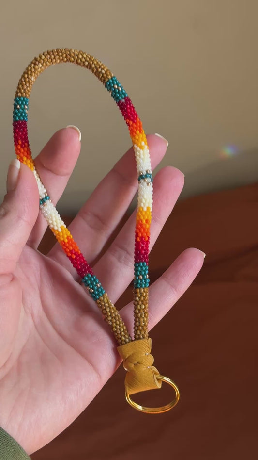 Brown Travertine Beaded Wristlet